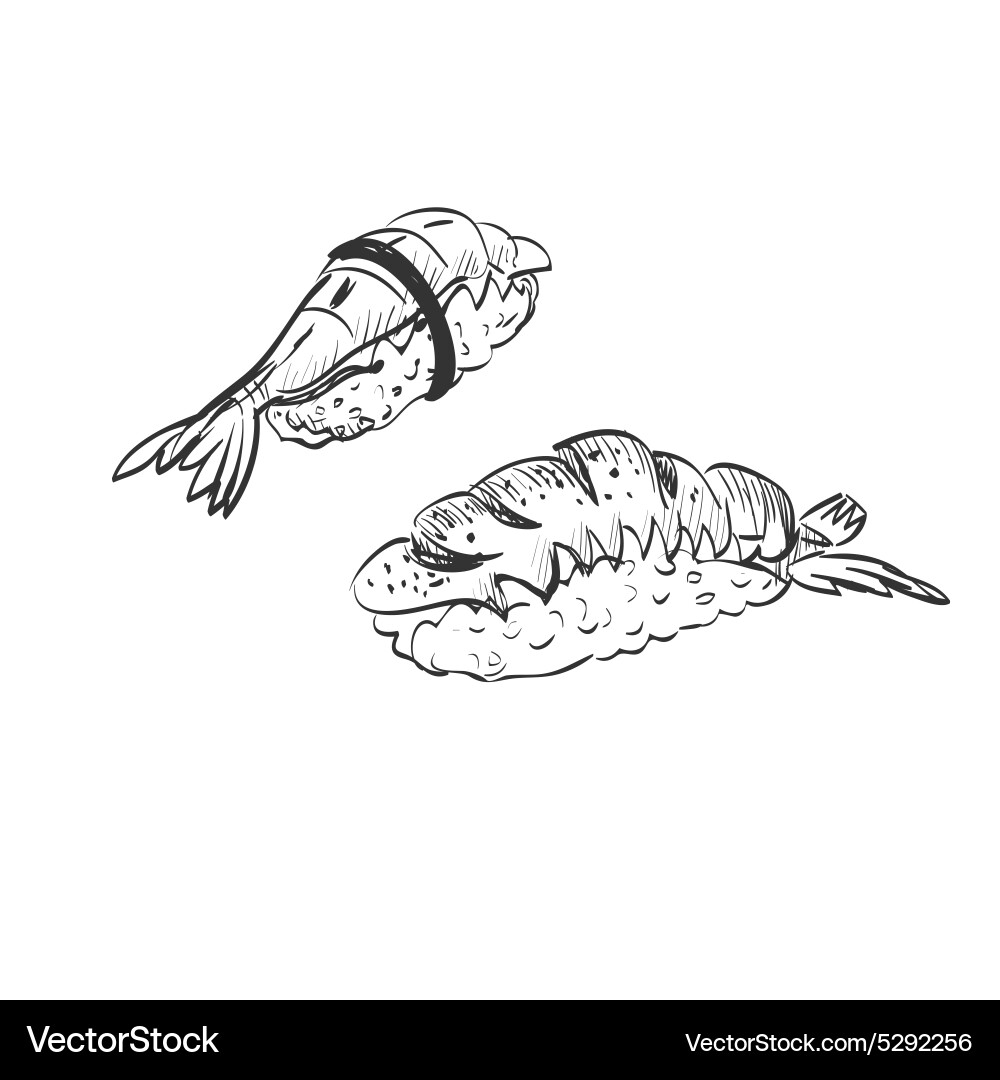 Doodle sushi Royalty Free Vector Image - VectorStock