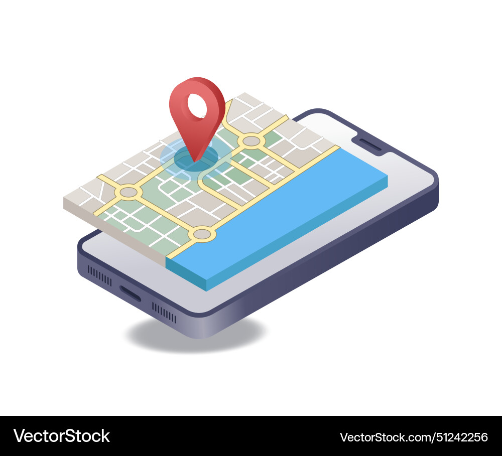 Location map application flat isometric 3d Vector Image