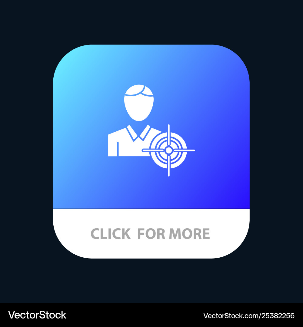 Man focus target goal mobile app button android Man focus target goal mobile app button android Vector Image