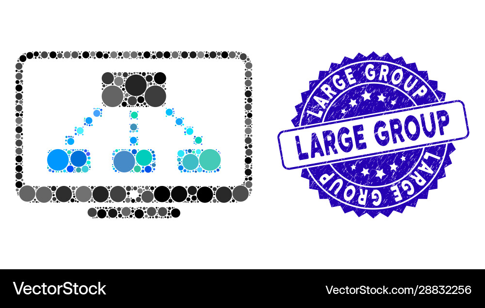 Mosaic hierarchy monitor icon with distress large vector image