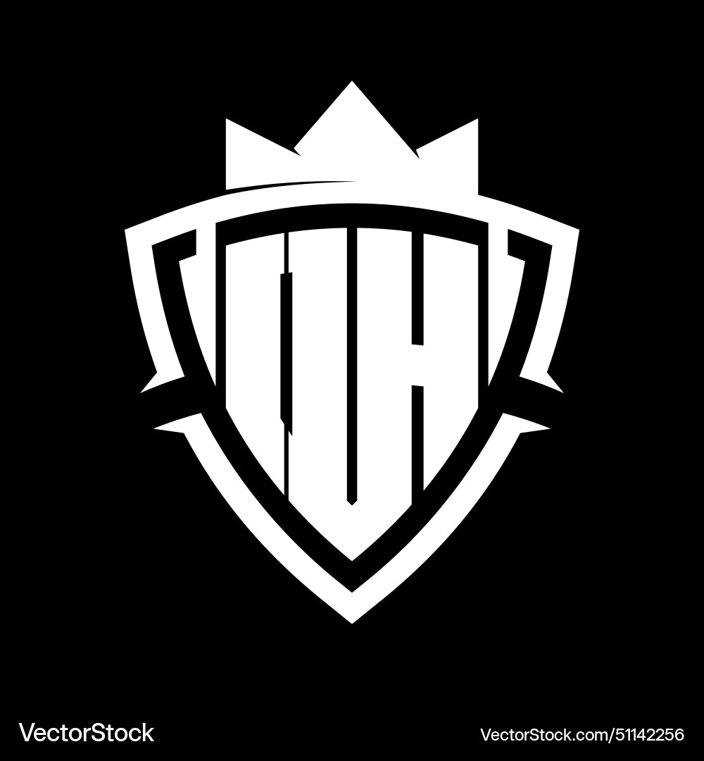 Oh letter monogram with triangle curve shield Oh letter monogram with triangle curve shield Vector Image
