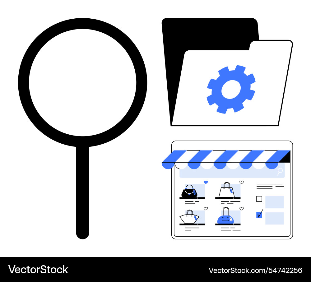 Online storefront optimization with magnifying Online storefront optimization with magnifying Vector Image