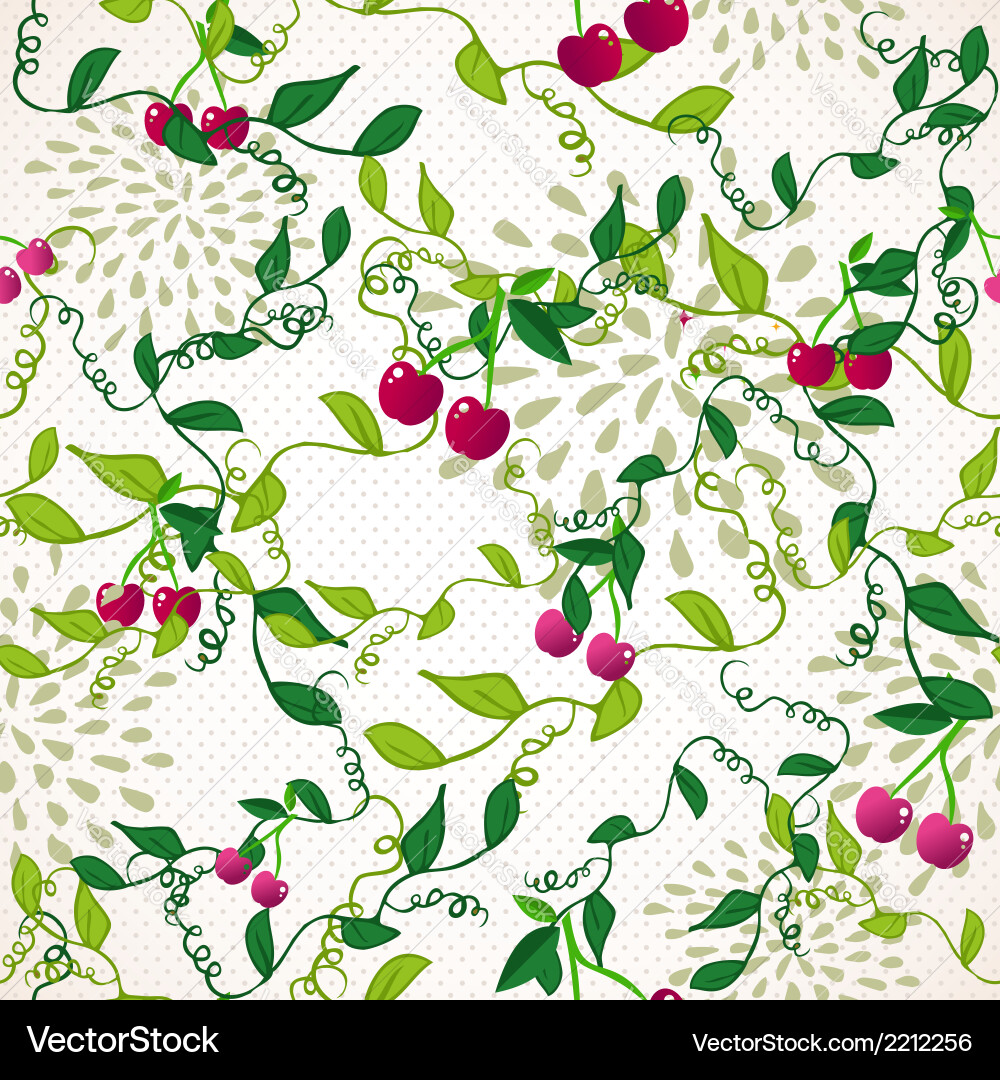 Seamless pattern with cherry vector image