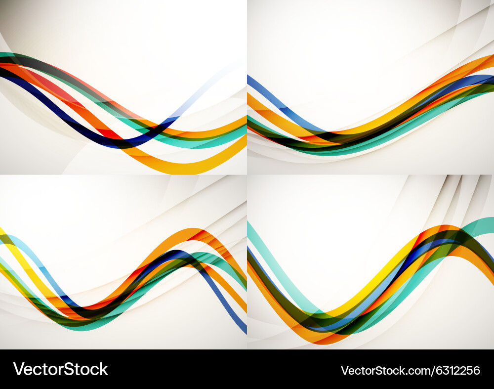 Set abstract backgrounds curve wave lines vector image