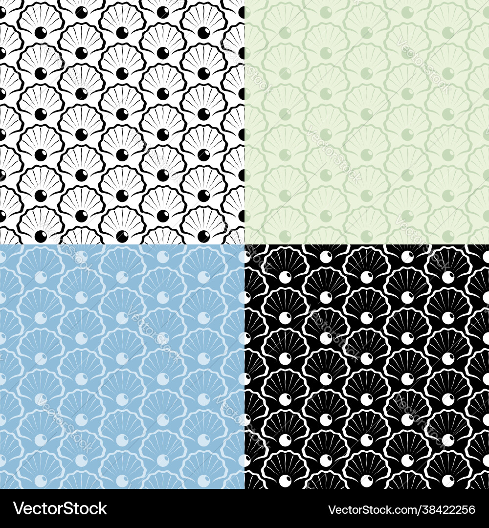Set seamless patterns with abstract sea Set seamless patterns with abstract sea Vector Image