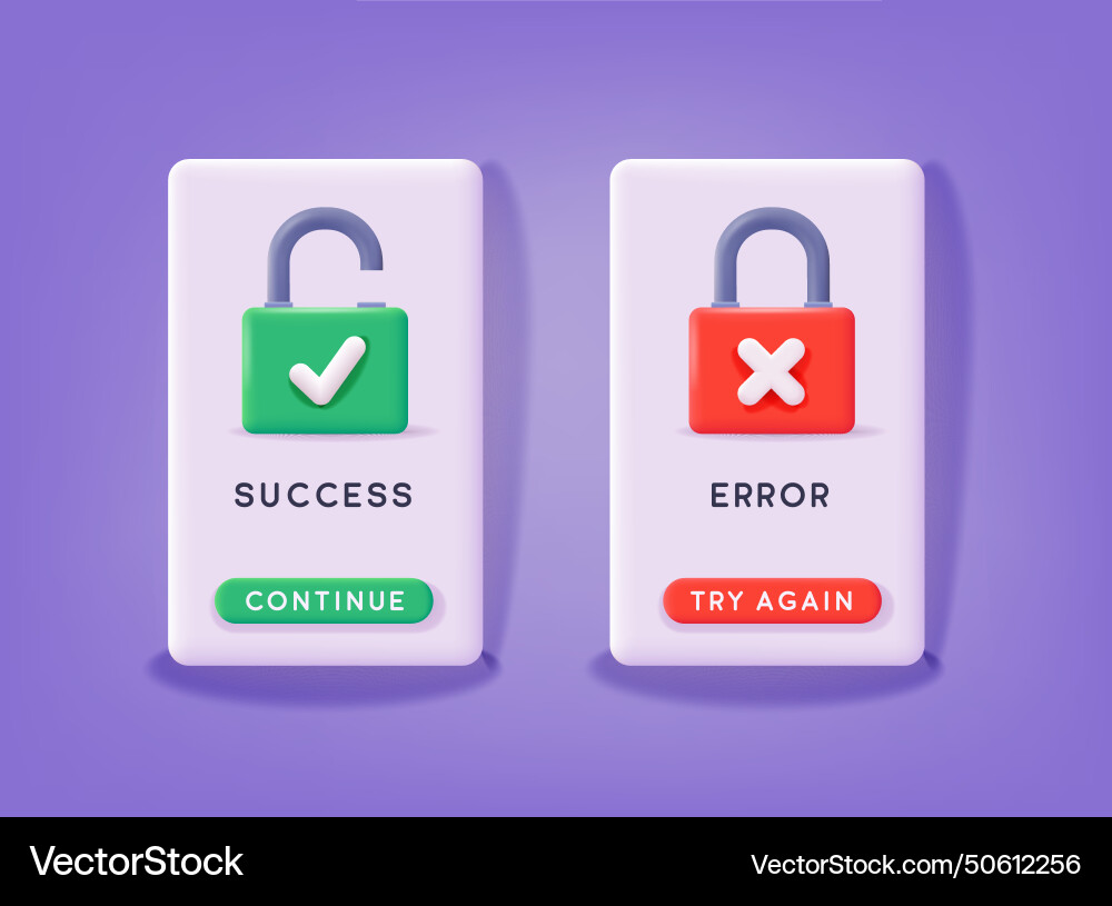 Success and error access approved rejected ux Success and error access approved rejected ux vector image