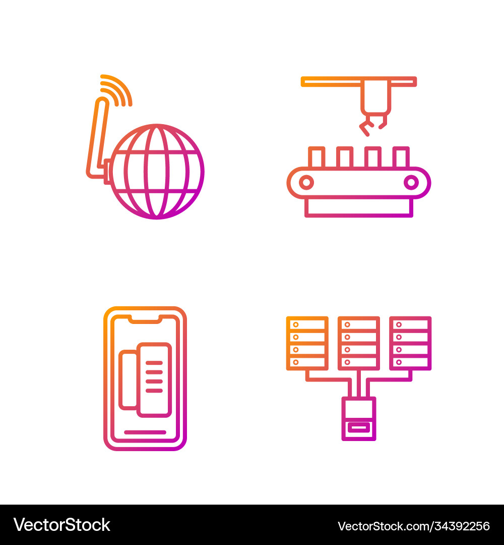 Zeilenserver-Daten-Webhosting-Smartphone einstellen Zeilenserver-Daten-Webhosting-Smartphone einstellen vektorbild