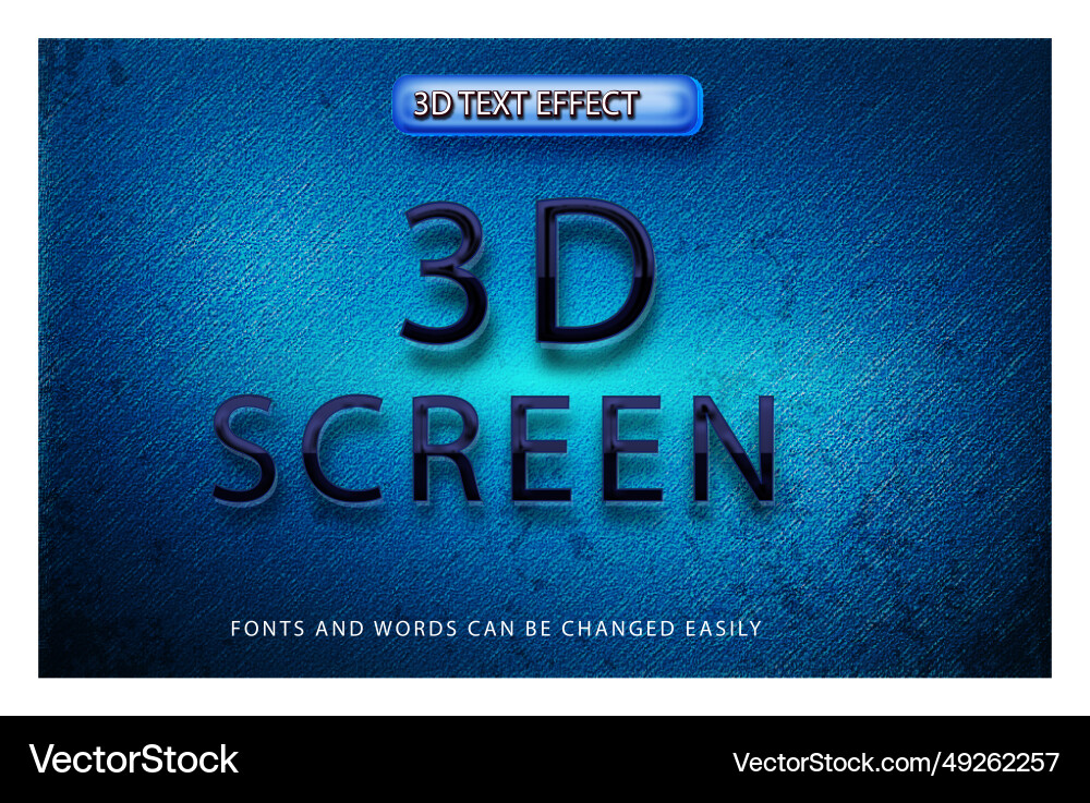 3d screen editable text effect style Vector Image
