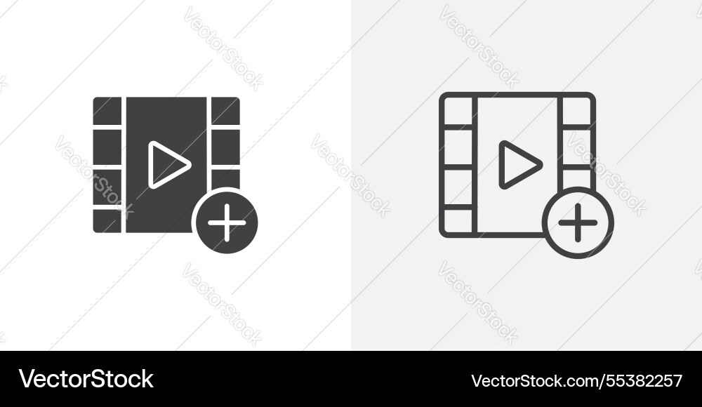 Add video icons in black fill and liner versions Add video icons in black fill and liner versions vector image