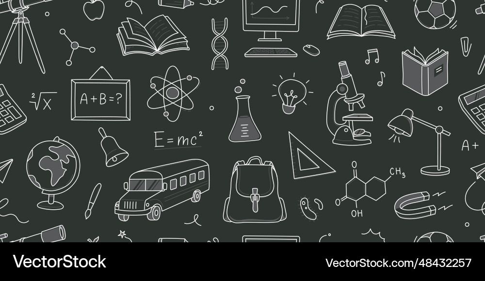 Back to school seamless pattern doodle hand drawn Back to school seamless pattern doodle hand drawn vector image