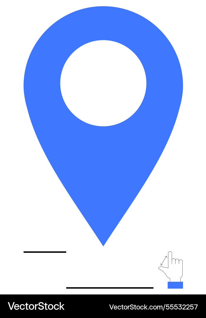 Blue location pin with cursor click symbolizing Blue location pin with cursor click symbolizing vector image