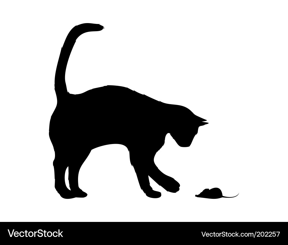 Cat Playing with Mouse Vector Image