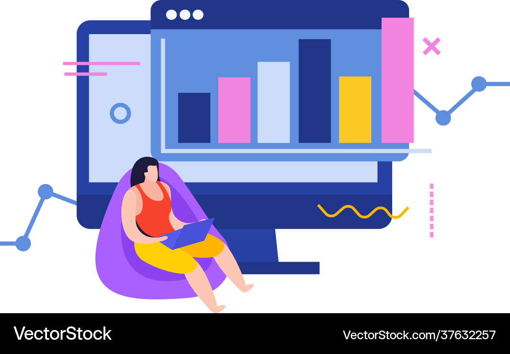 Computer data analysis composition Computer data analysis composition vector image