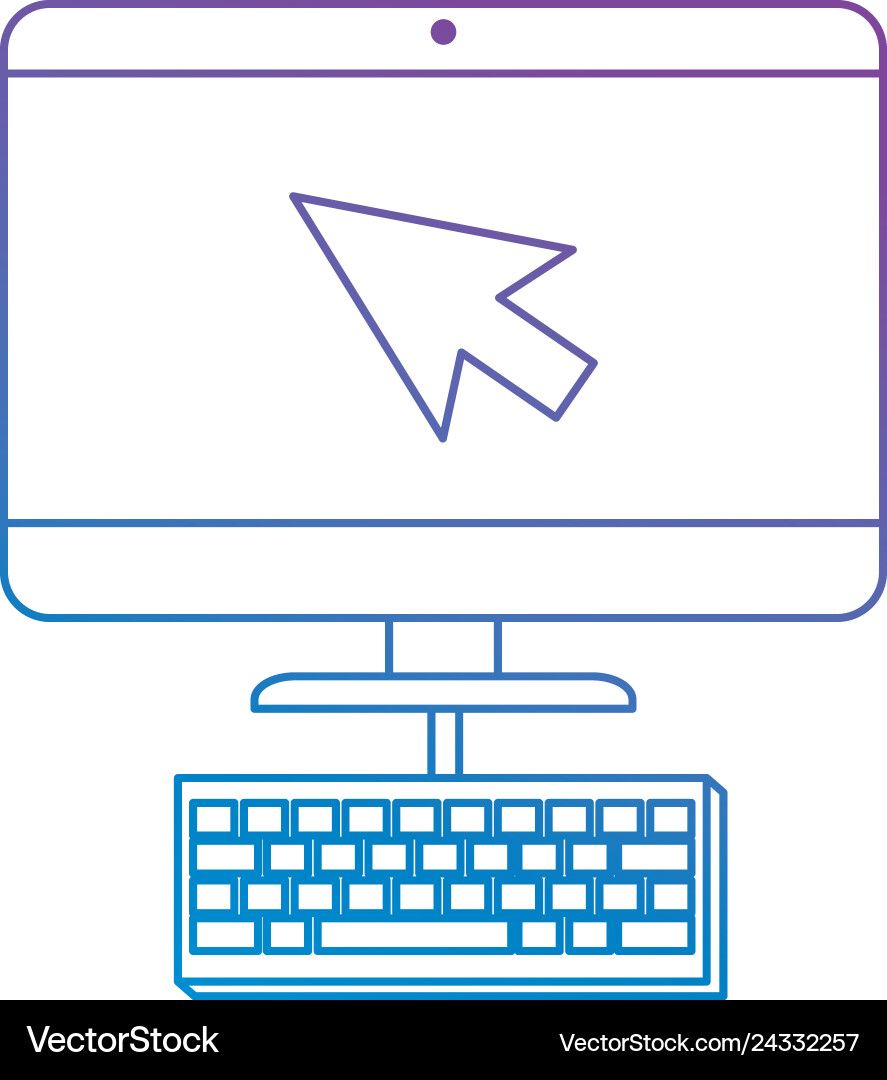 Computer desktop with arrow mouse and keyboard Computer desktop with arrow mouse and keyboard vector image