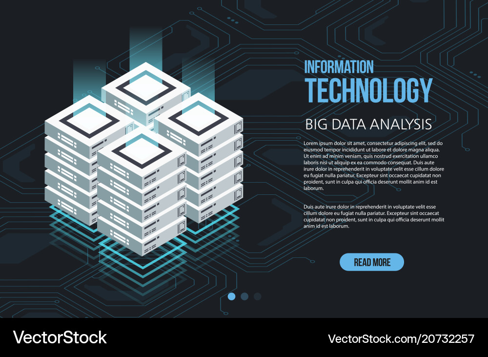 Concept of big data processing isometric Concept of big data processing isometric vector image