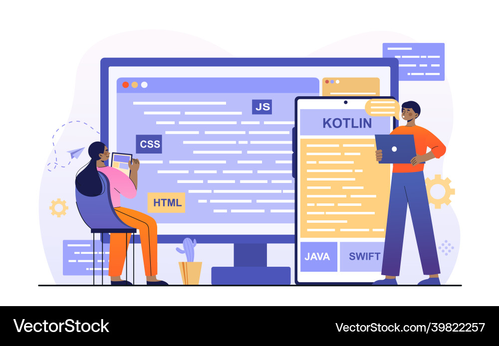 Cross-Platform Coding Vektorbild