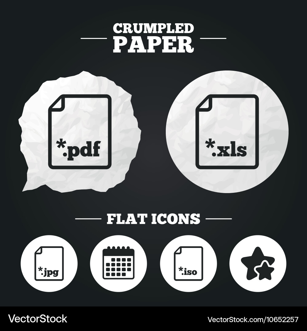 Document signs file extensions symbols Vector Image