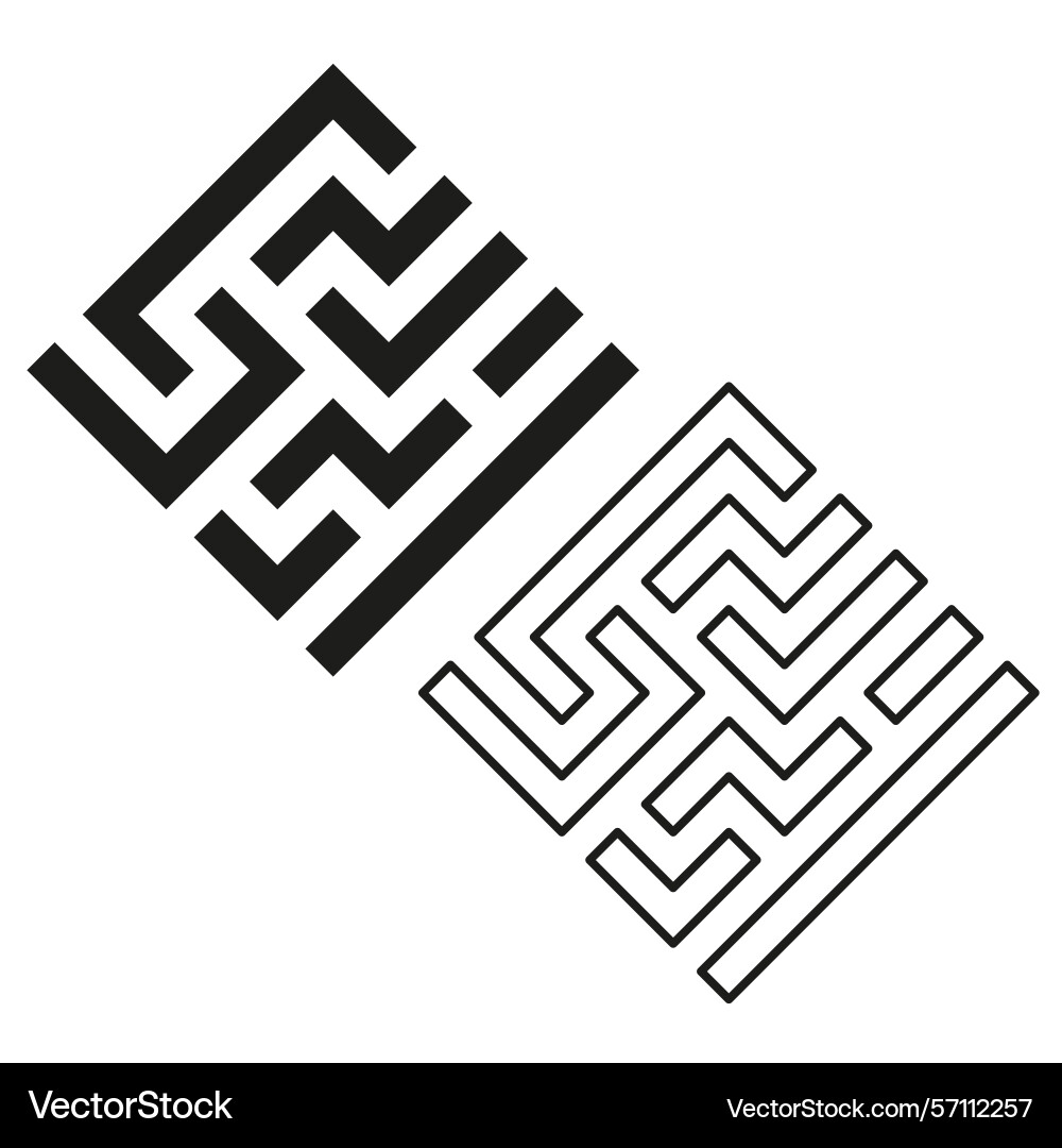 Flat maze symbol linear path black white shape vector image