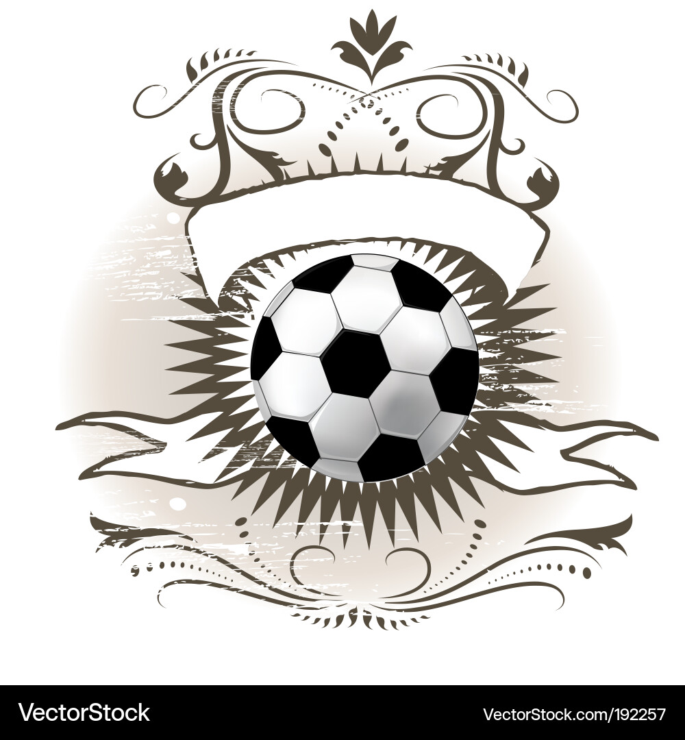 Floral Banner with Soccer Ball Vector Image