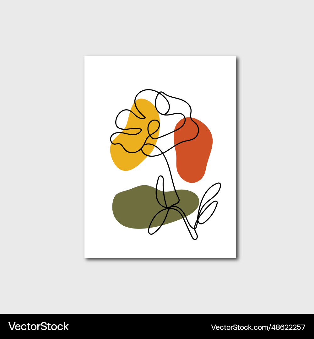 Image of abstract minimal flower line art Vector Image
