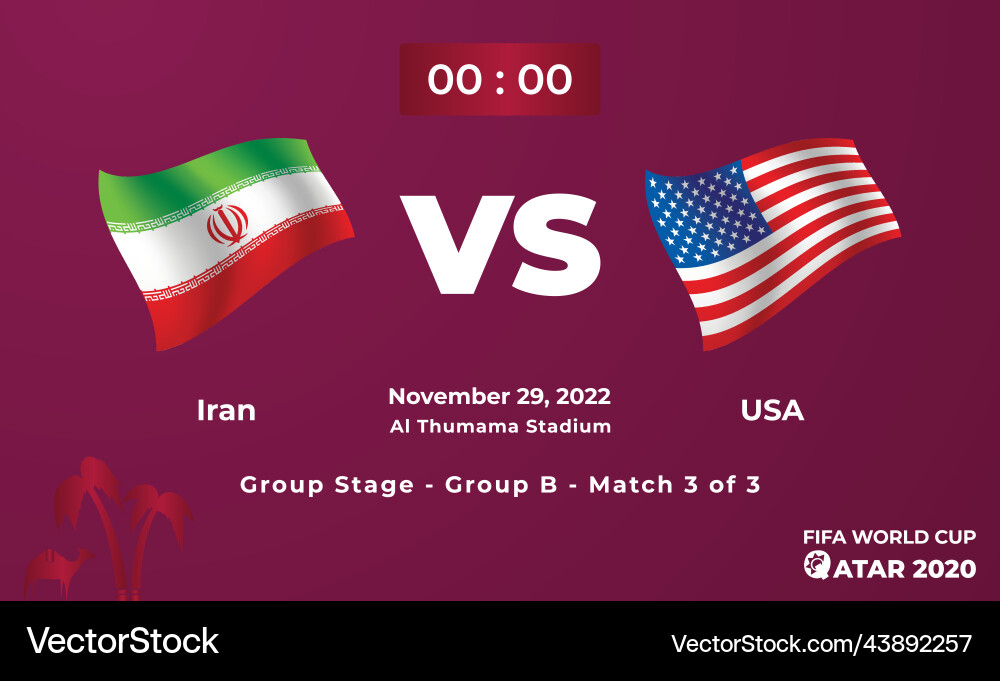 Iran vs usa football match template fifa world Vector Image