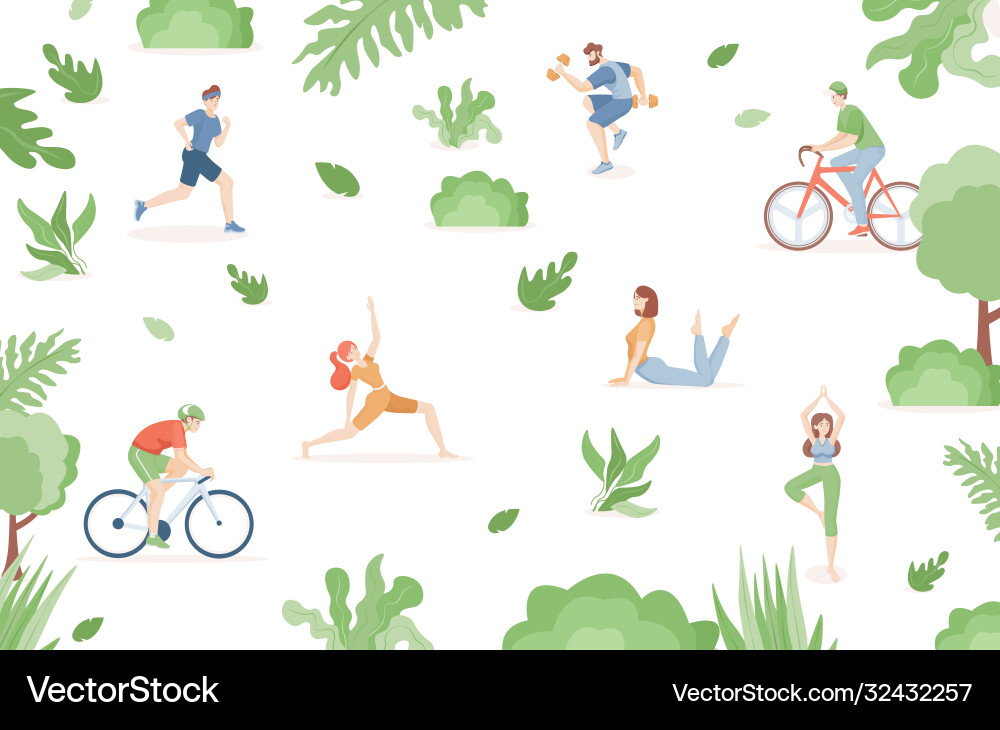 Junge Menschen in Sportkleidung machen Sport Junge Menschen in Sportkleidung machen Sport vektorbild