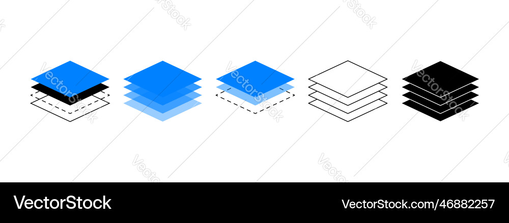 Layer line icon set layers in different design Layer line icon set layers in different design vector image