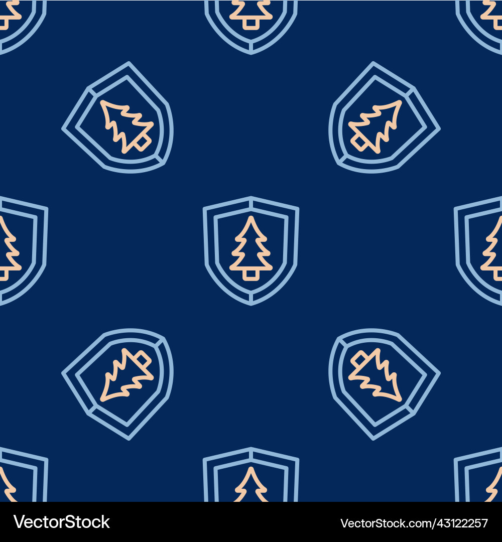 Line shield with tree icon isolated seamless Vector Image