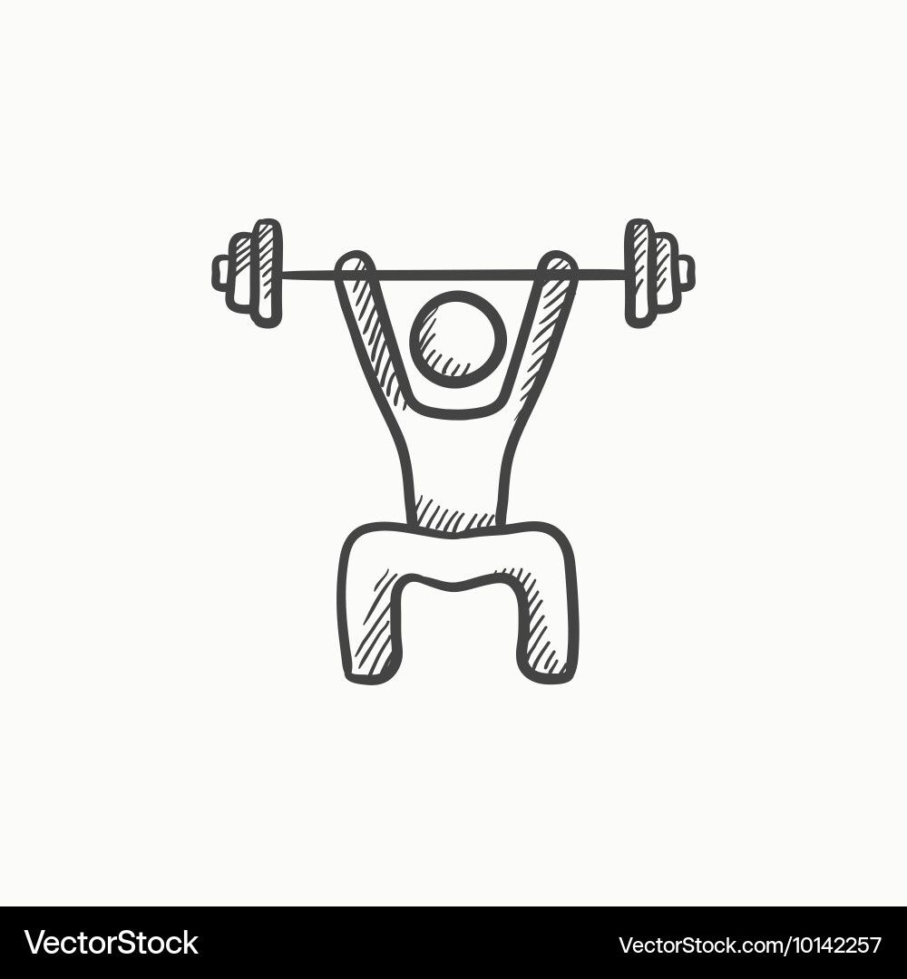 Man exercising with barbell sketch icon vector image