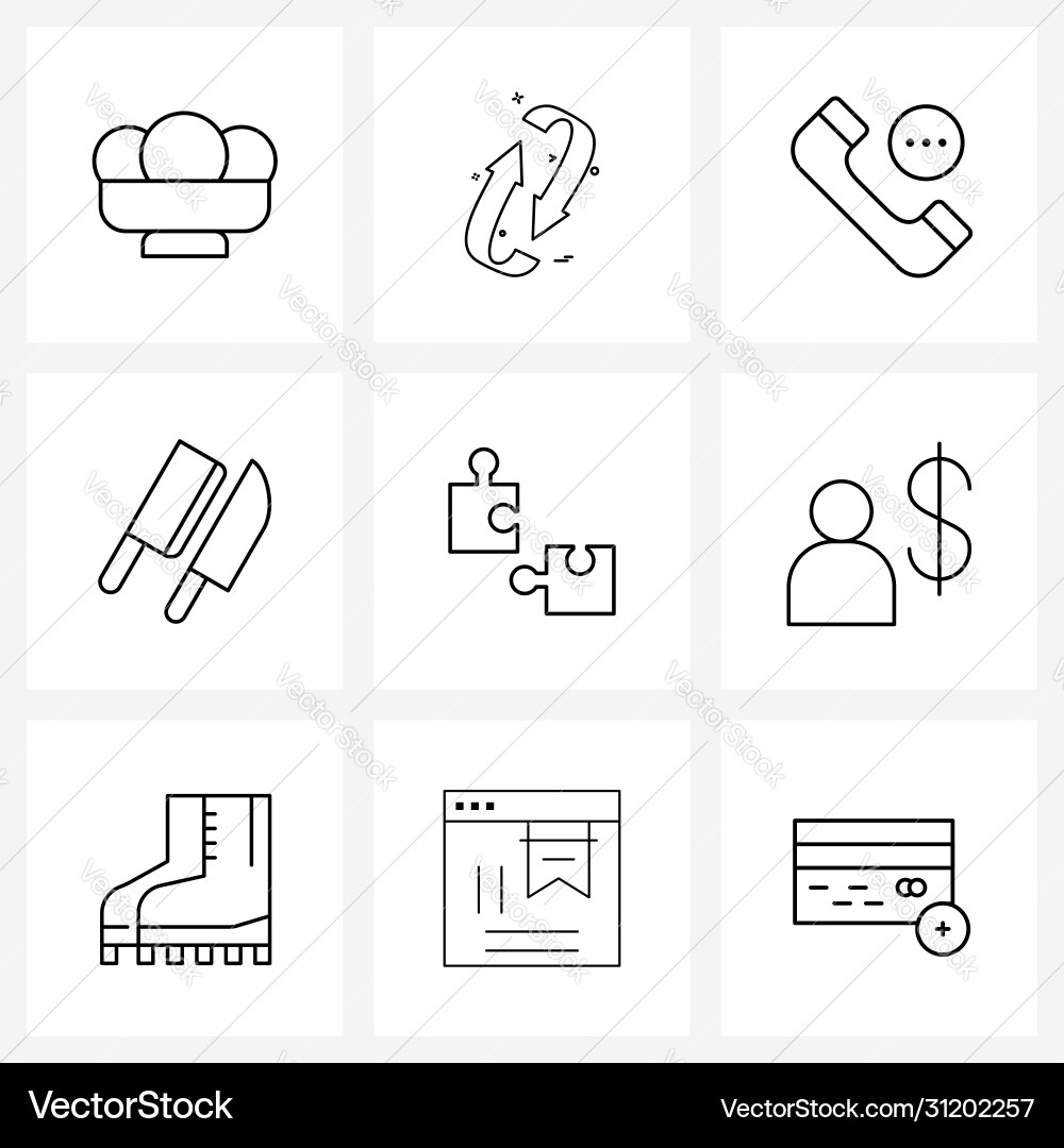 Modern line 9 simple icons puzzle game Vector Image