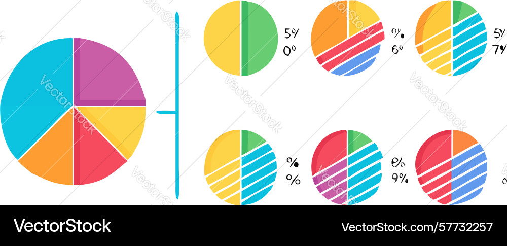 Multi-pie chart infographic - comparative data vector image
