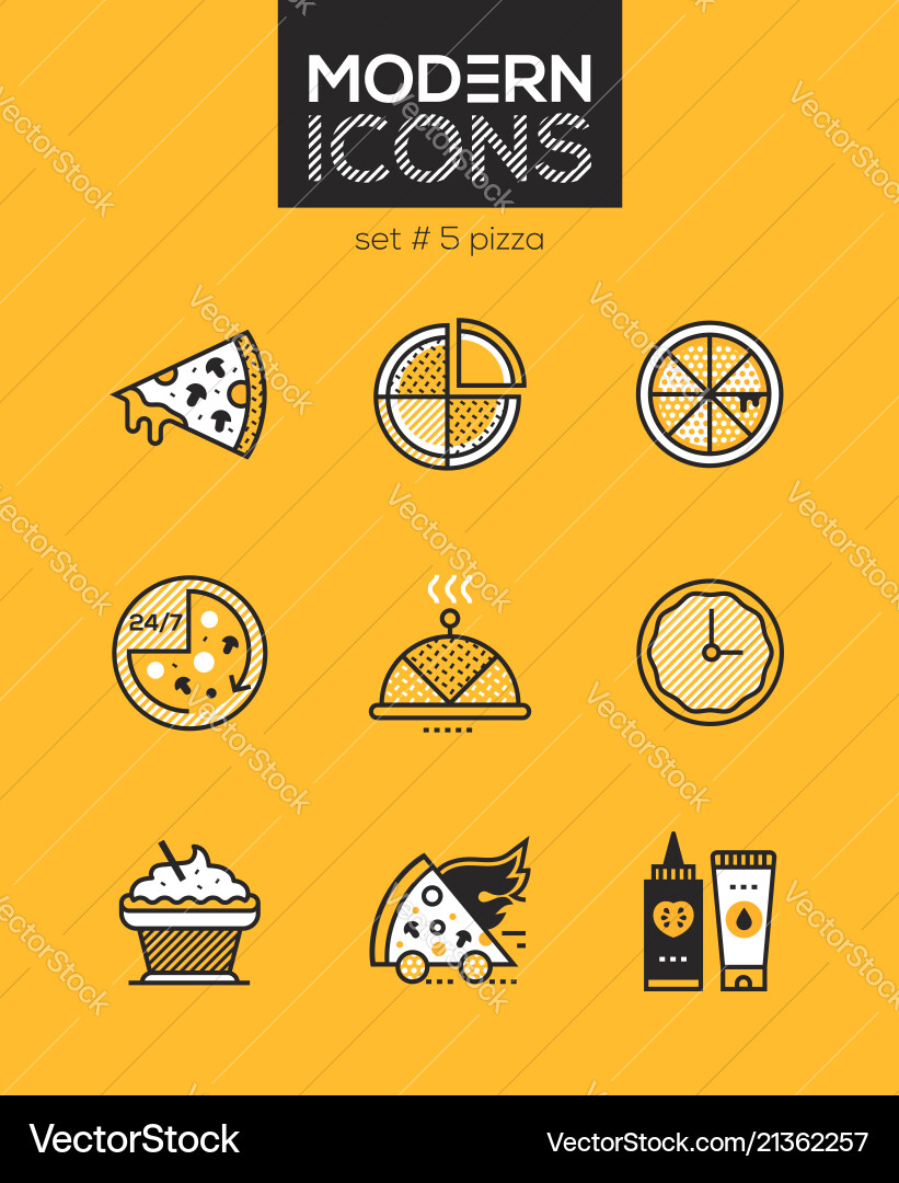 Pizza - set of line design style icons Pizza - set of line design style icons vector image