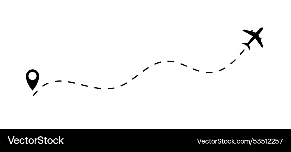 Plane icon follow from start pin point Plane icon follow from start pin point vector image