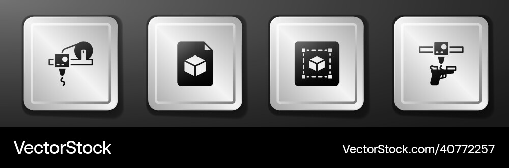 Set 3d printer isometric cube file geometric Set 3d printer isometric cube file geometric vector image