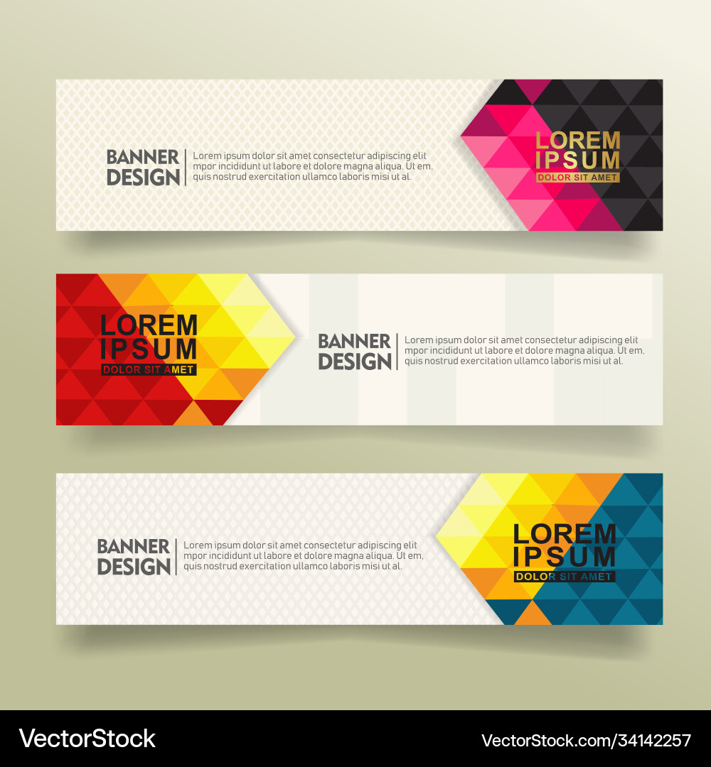 Set abstract banner template design with triangle vector image
