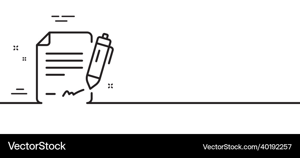 Signing document line icon contract signature vector image
