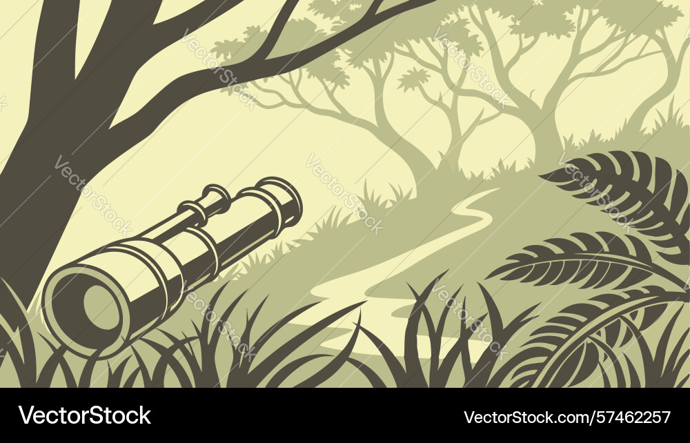 Telescope in forest path flat design generative Vector Image