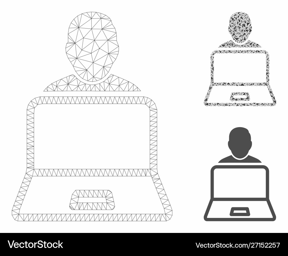 User laptop mesh network model and triangle User laptop mesh network model and triangle vector image