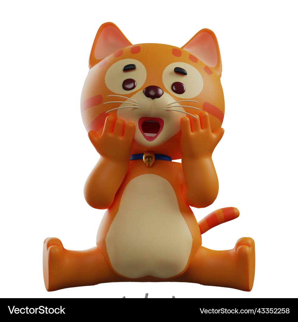 3d cat cartoon design with a shocking expression Vector Image