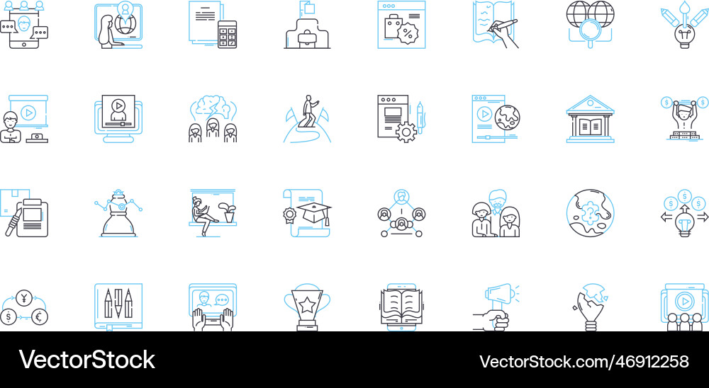 Advanced learning linear icons set mastery Advanced learning linear icons set mastery Vector Image