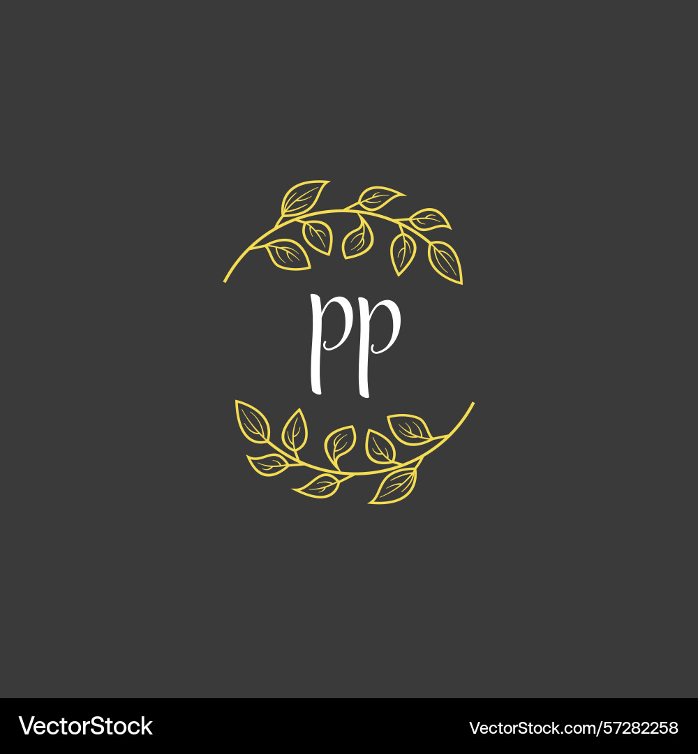 Botanical monogram logos with initial pp Vector Image