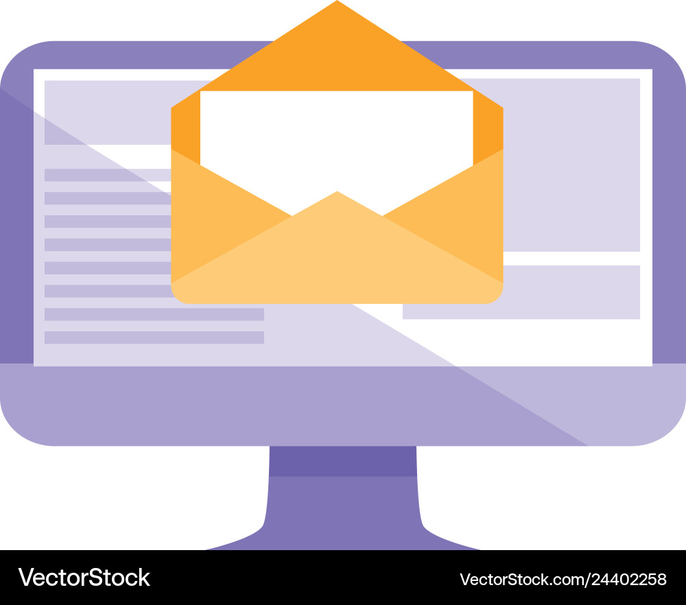 Computer desktop with envelope email Computer desktop with envelope email Vector Image