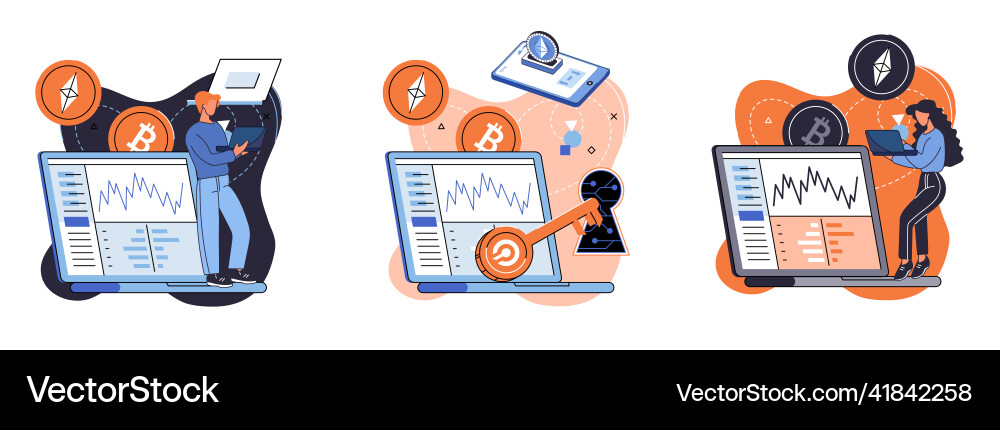 Cryptocurrency exchange platform and blockchain Vector Image