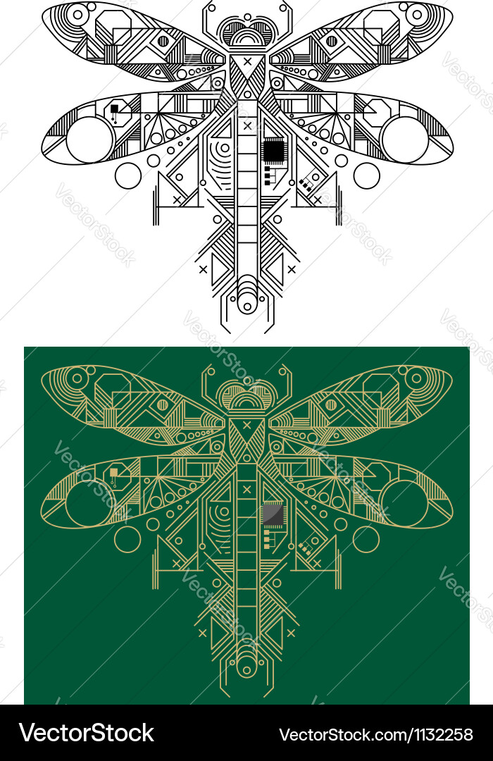 Cyber Dragonfly Motif vector image