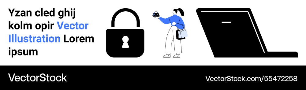 Cybersecurity-Konzept mit Schloss-Laptop Vektorbild