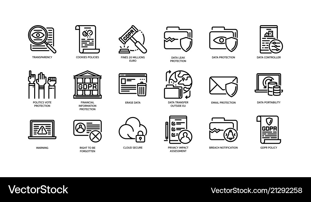 Data Privacy Icons Royalty Free Vector Image - VectorStock