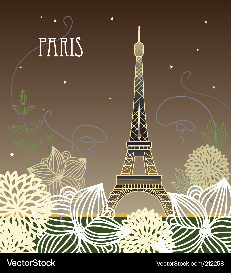 Elegant Eiffel Tower Floral Pattern vector image