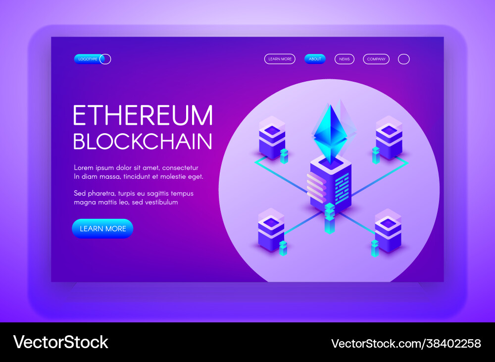 Ethereum cryptocurrency blockchain Ethereum cryptocurrency blockchain vector image