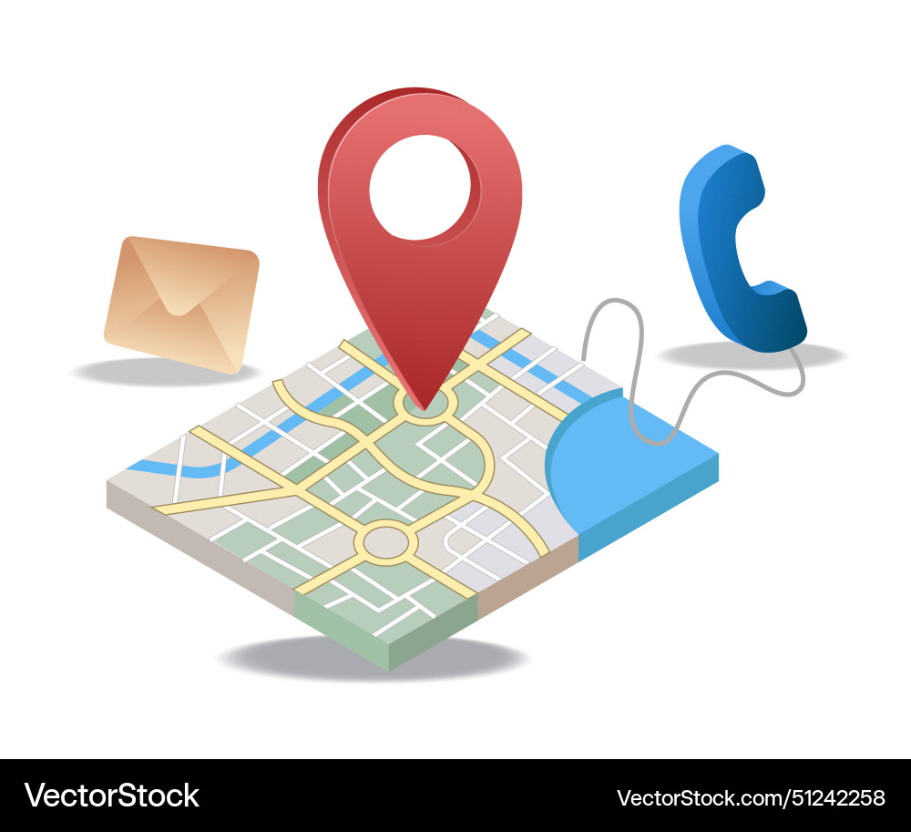 Location pin on map infographic flat isometric 3d vector image