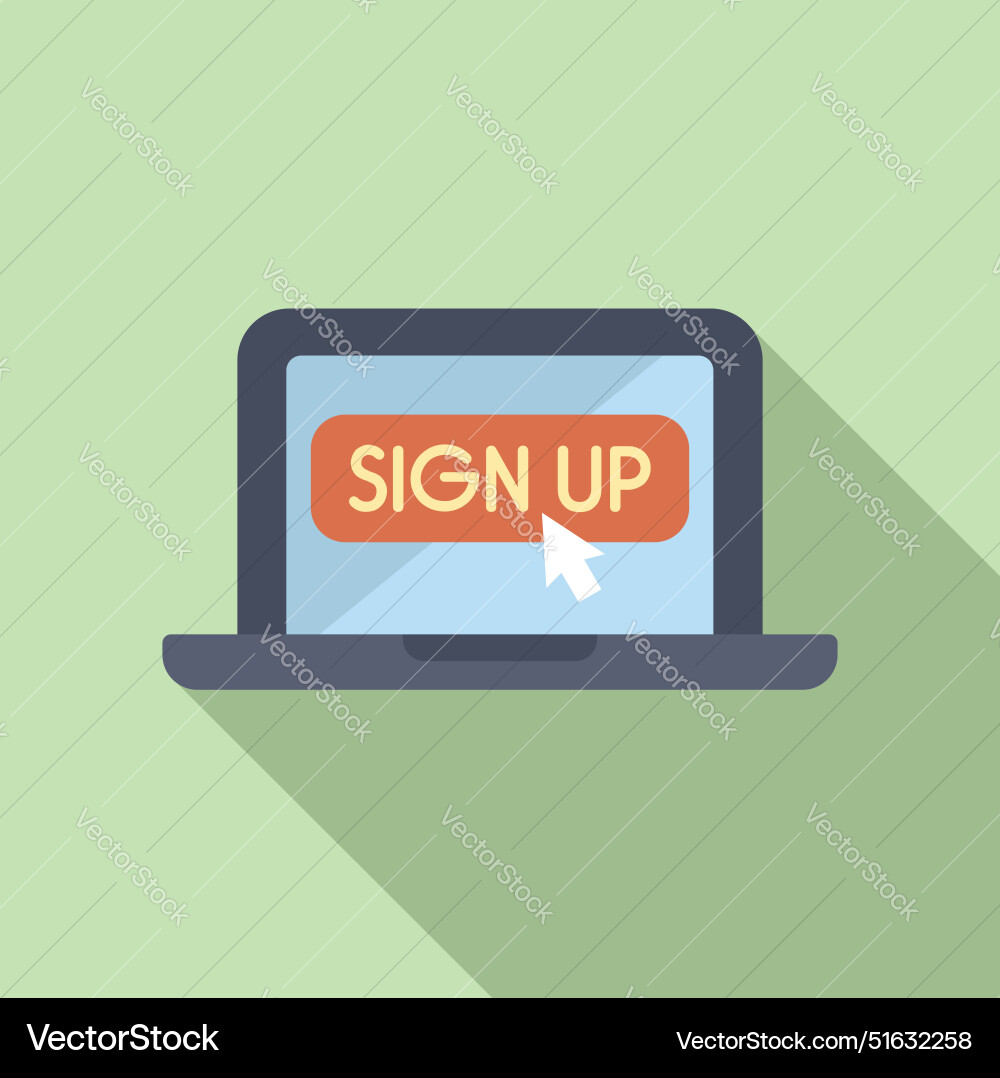 Mouse cursor clicking sign up button on laptop Mouse cursor clicking sign up button on laptop vector image